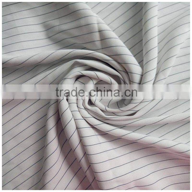 2016 double line polyester rayon stripe fabric for grement