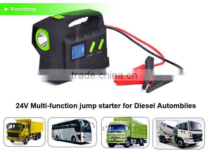 12v / 24v bus and truck multi-function portable jump starter power station with big capacity 23,100 mAh