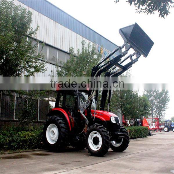 70 hp 4WD Farm Tractor with implements:front end loader,backhoe,log trailer with crane,dozer blade