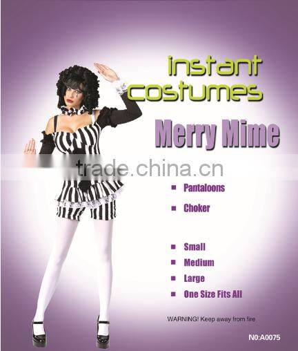 Halloween hot sale Merry Mime women clown dance uniform instant costume
