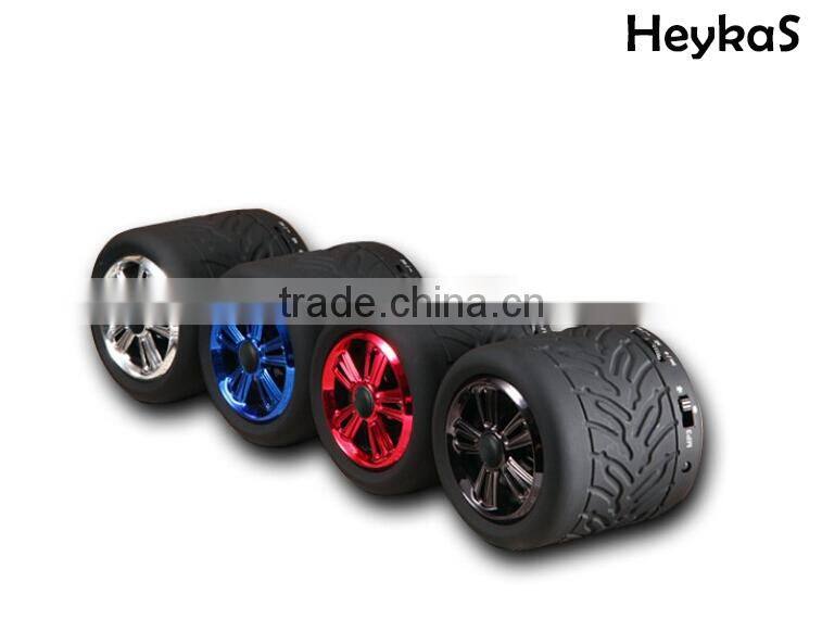 wheel shape design mini portable stereo bluetooth cool speaker