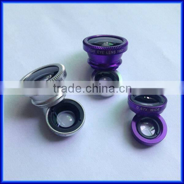 Top product Universal Clip Lens Mobile Phone lens 3 in 1 Lens 180 Degree Fish Eye