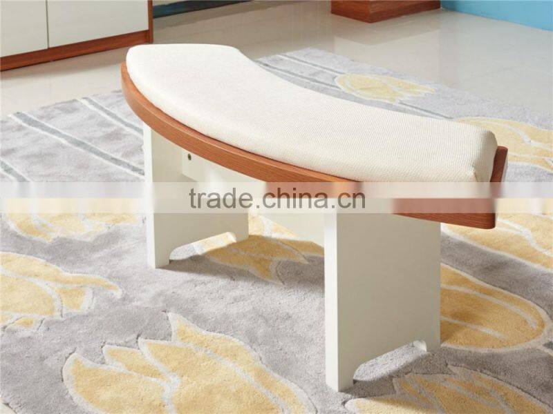 Modern wooden high glossy white and teak color round functional dining table and dining chair in dining room sets