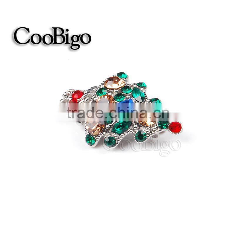 Fashion Jewelry Colorful Rhinestone Charming Christmas Tree Pin Brooch Christmas Party Promotion Gift Apparel Accessories