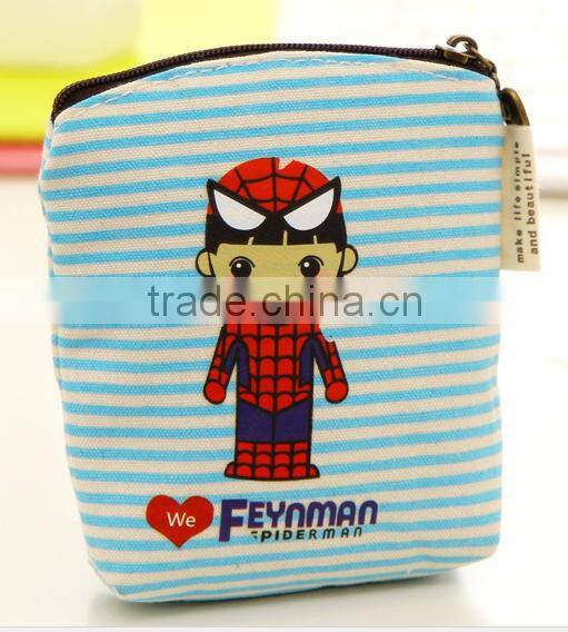 New design striped printing canvas coin purse with low price