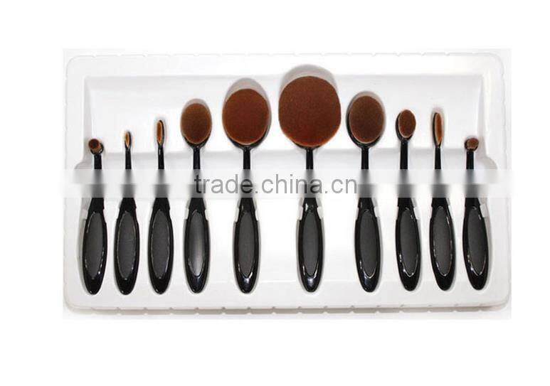 10 PCS Oval Makeup Brushes Set Synthetic Hair Professional / Full Coverage Plastic Face / Eye / Lip MAKE-UP FOR YOU 10 PCS O