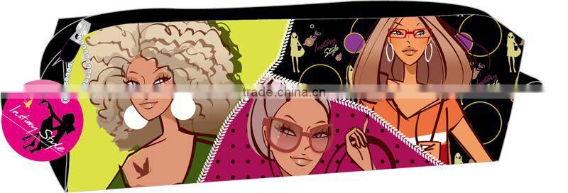 Fashion girl neoprene pencil case with two compartment