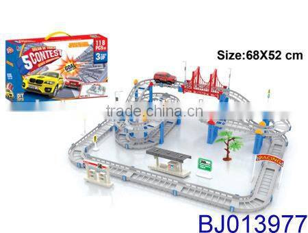 Hot new high speed electric plastic rail car toy slot car set toy