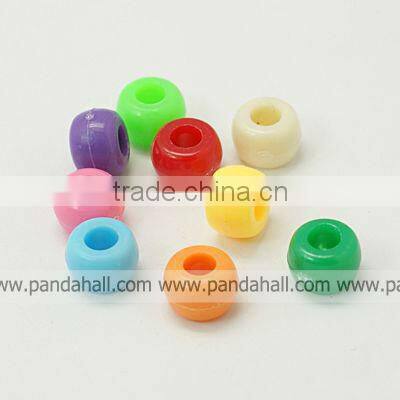 Acrylic Pony Beads, Big Hole Beads, Rondelle, 9x6mm, 4mm Hole(MACR-H005-M1)