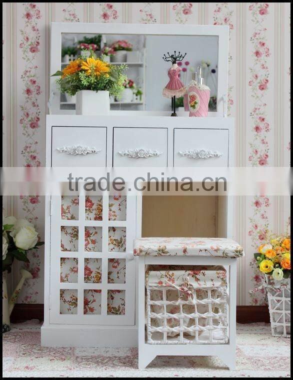 Modern luxury fashinal wooden dresser / white Top selling high-end French dressing table with drawers