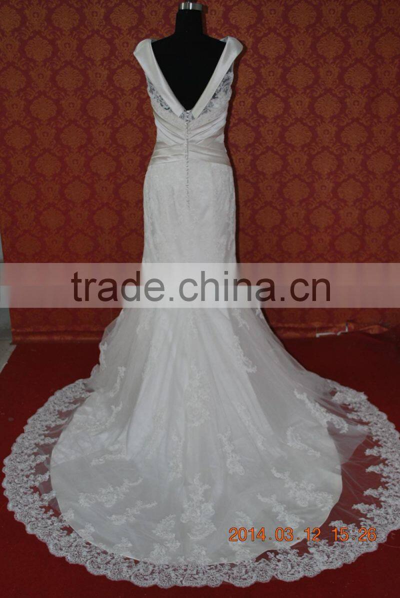 (MY0009) MARRY YOU High Neck V Back Lace Designer Muslim Bridal Gown Marry You China Factory Wedding Dress