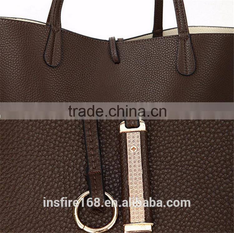 2PCS/Set Women Lady Leather Handbag Shoulder Bag Tote Party Clutch Wallet Purse