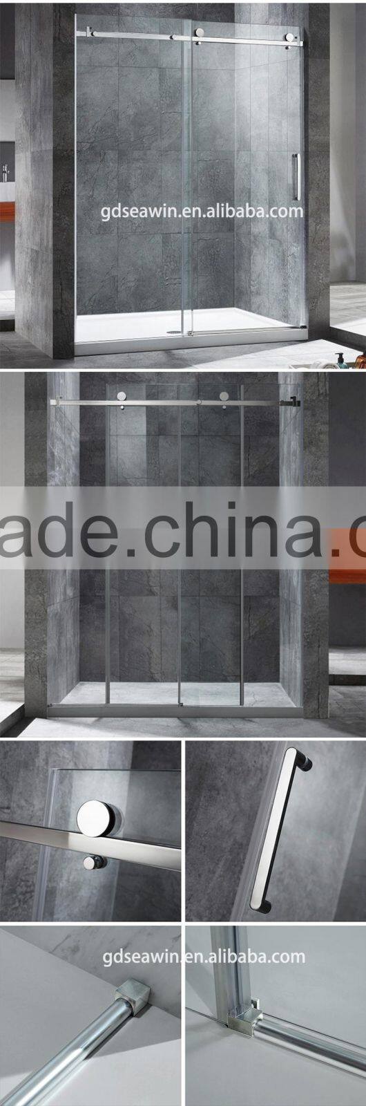 Straight Apparence Double Roller Sliding Shower Glass Door
