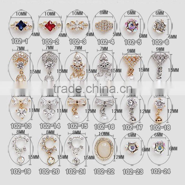 2016 New Trends Fashionable Lucky Circle Pendant Nail Art Charms Decal Fancy Multi Shape 3D Alloy Nail Art
