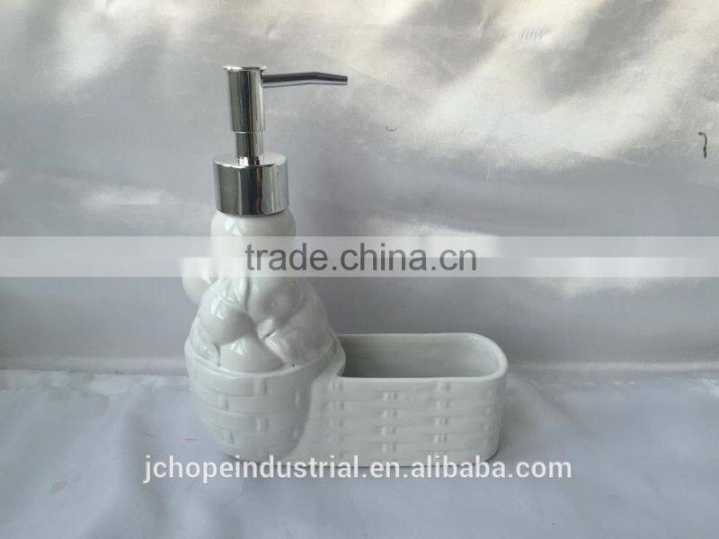 ceramic apple basket lotion pump/soap dispenser & scrubby sponge holder