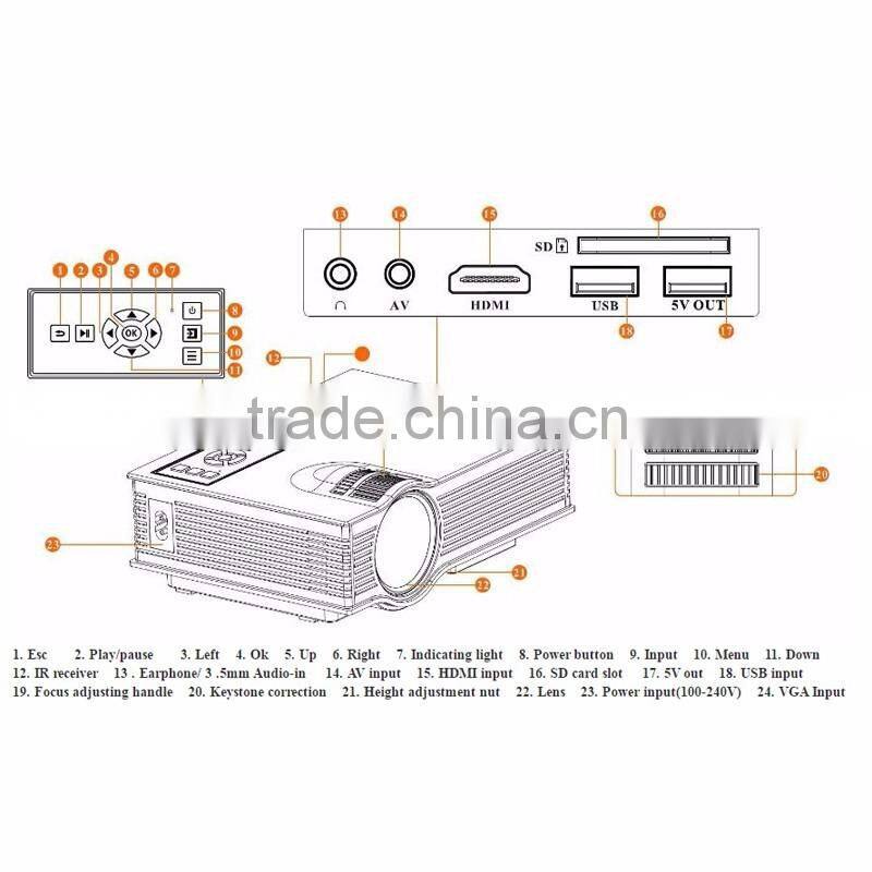 1080P 800lumen UC40 LED Mini Projector for Home Theater Movie Projector LCD lamp 34-130 Inch projection HD Projectors