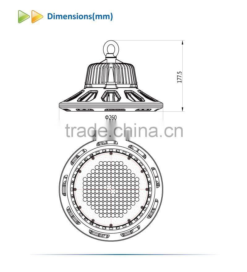 80W LED UFO Highbay with US Standard Plug and 1.5 Meter Wire