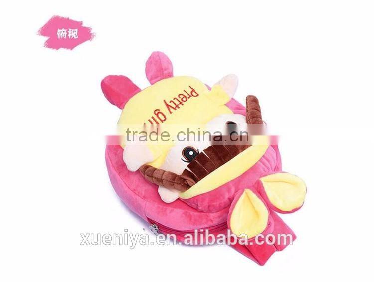 Cute Plush Doll Custom Child Backpacks School Bags Plush Cartoon Bag