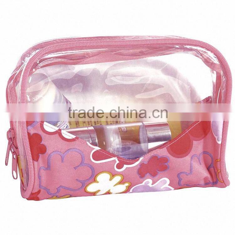 Professional fashional pvc cosmetic bag with handle