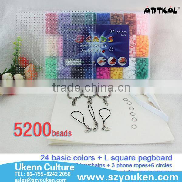 mid S-5MM 5200 pcs fuse perler beads/box, 24colors ironing paper jewelry set