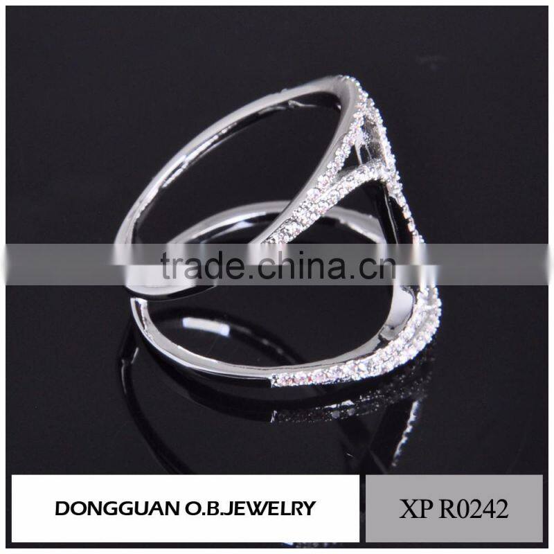 China Factory custom OEM sterling silver rings Rhodium polished wedding rings for women