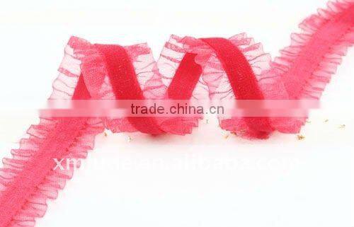 double ruffle organza with elastic velvet ribbon