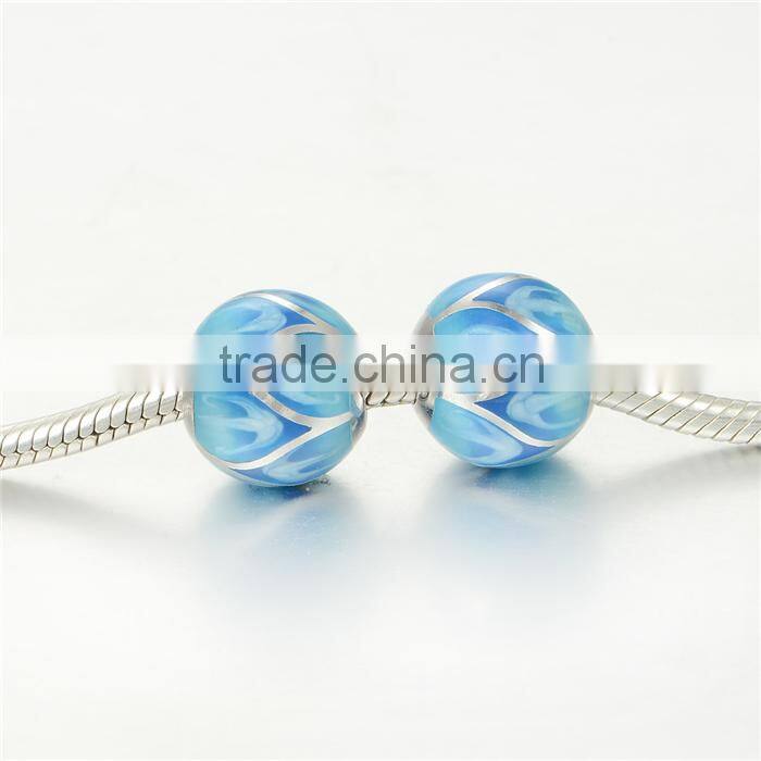 2016 Wholesale Bule Enamel 925 Silver Charm Bracelets AMLD001B