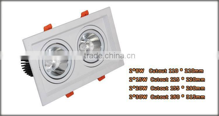 5 inch square downlight dimmable with 15/24 degree rotable down light square for shop