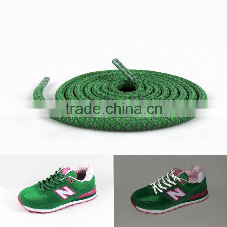 Fashion shoelace 4mm reflective laces with plastic shoe lace tips