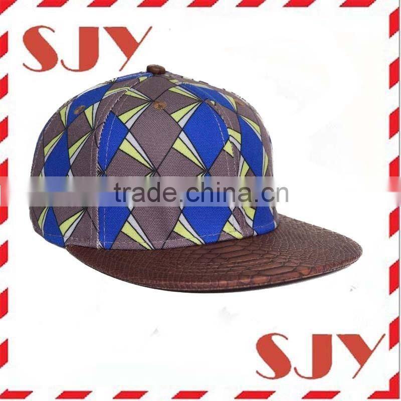 Floral Print Custom strapback hat with leather brim