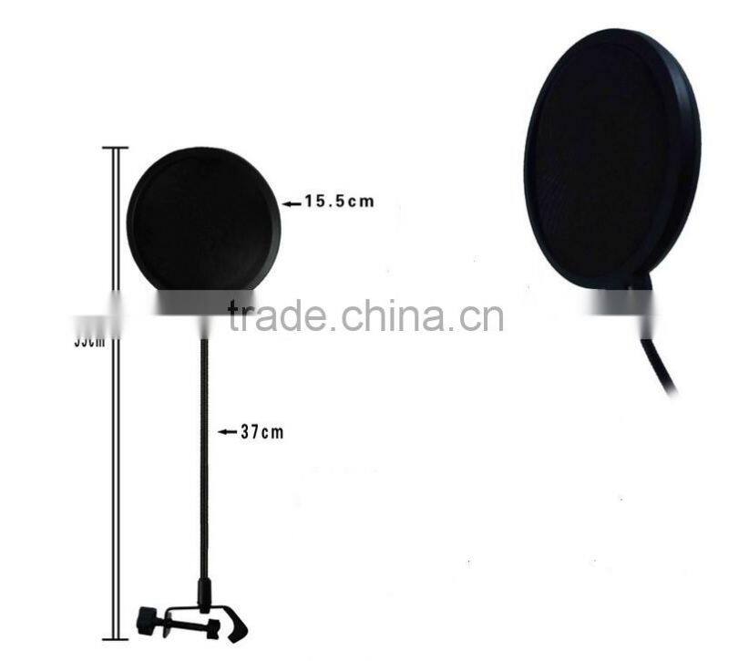 Metal Gooseneck Microphone Windshield Double Mesh , Broadcast Microphone Windscreen For Noise Filter