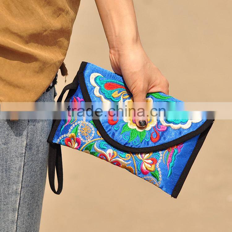 2014 Latest designer embroidery flower bags women wallets &purse clutch bags