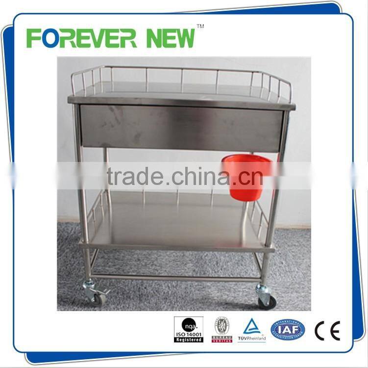 YXZ-A025 stainless steel emergency metal trolley,price for hospital dressing trolley