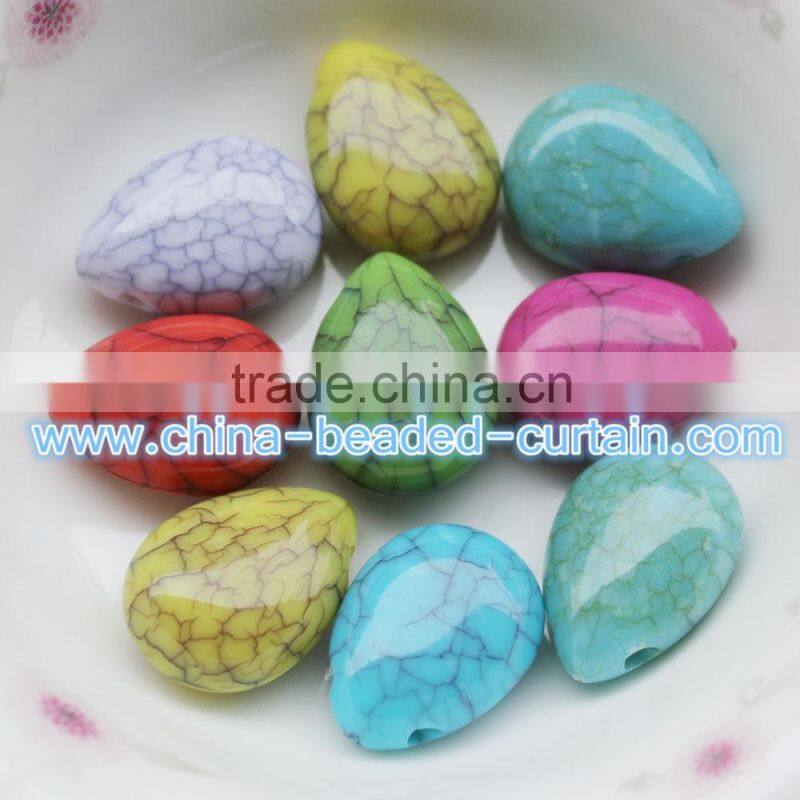 Charming Chunky 7*13*17MM Multicolor Natural Cracked Teardrop Acrylic Leaf Shaped Spacer Beads DIY