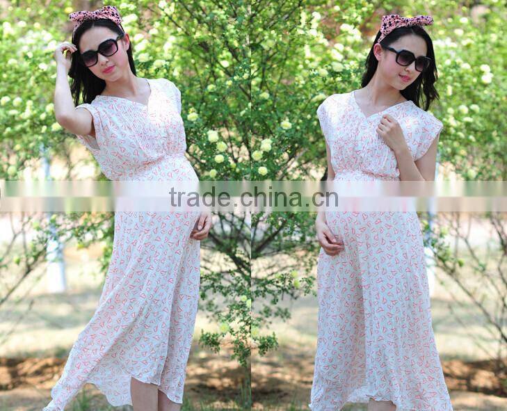 Summer sweat floral maternity dress, pregnant women dress, maternity clothes