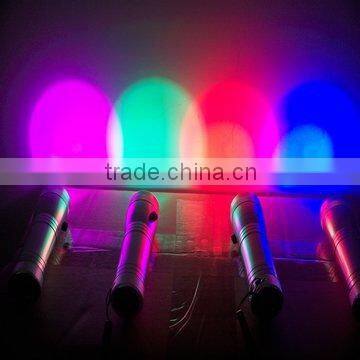 2014 3w battery operated aluminum alloy built-in 10 color changing flashlight led flashlight