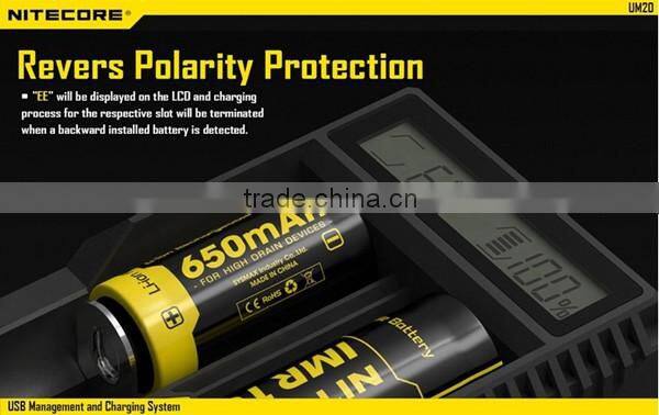 LCD Smart Charger Nitecore UM 20 US/EU/UK/AU Plug Nitecore UM 20 charger UM 20 battery charger fit for 18650 rechargeable cells