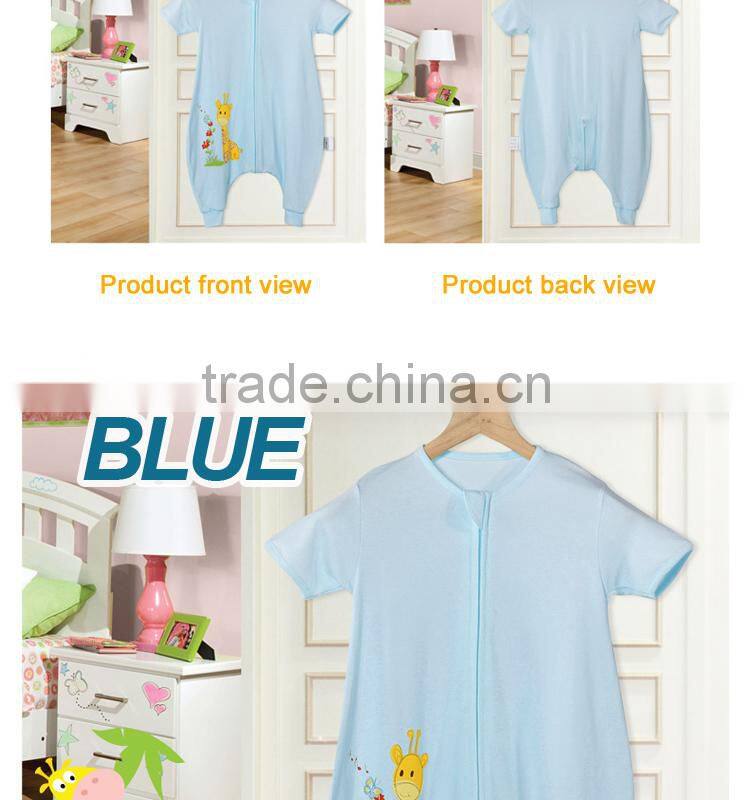 100% cotton Baby short sleeve sleeping bag for spring and summer fall pink style