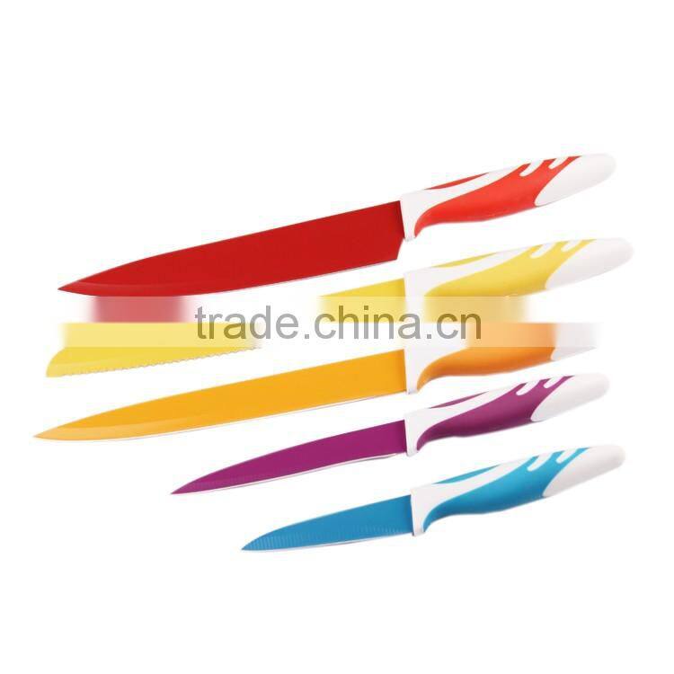 New Non-stick Chef Knife with Kitchen Acrylic Block Kitchen 5PCS Knife set