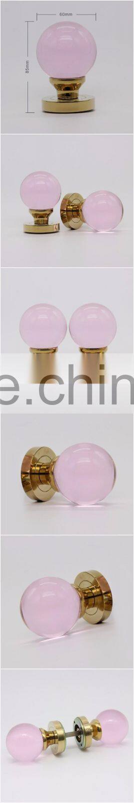 antique old fashion pink zinc alloy glass handle door knobs