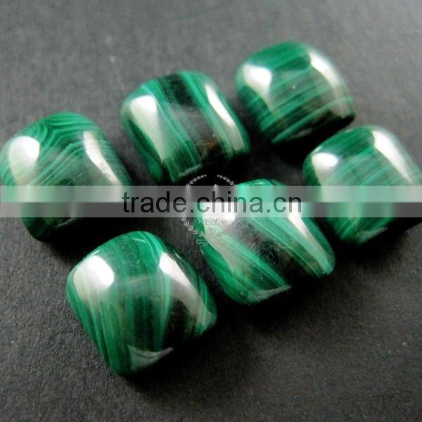 8x9mm thick square peacock green malachite cabochon DIY supplies findings 4140008