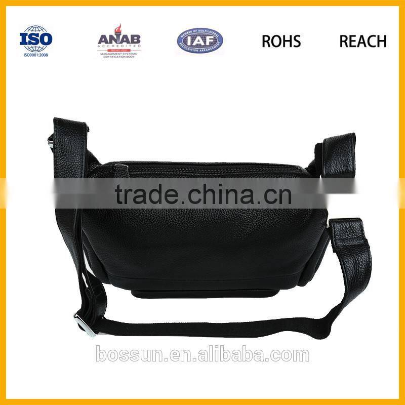 Black Men Genuine Leather Waist Bag High Quality Waterproof