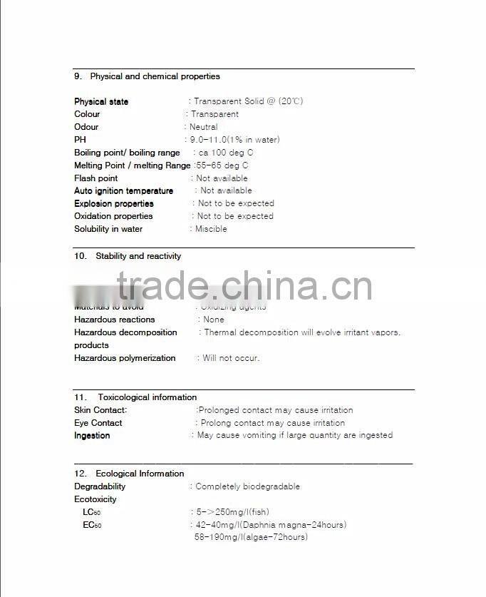 natural transparent melt and pour glycerin soap base, MSDS certificate