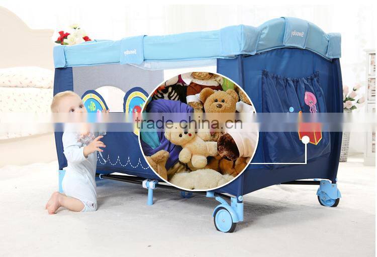 Multi-function baby playpen/playard, baby cot bed with cartoon pattern
