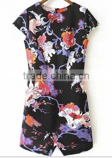 White Polka Dot V-neck Three Quarter Length Sleeve Dress