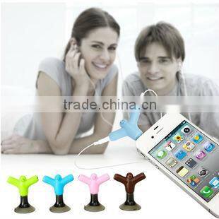 Hot Selling novelty male to female Earphone Splitter with suction stand,Promotional gift