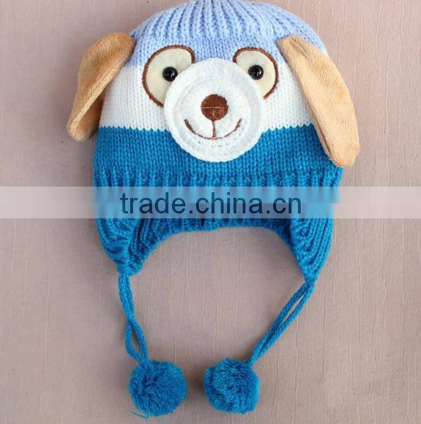New Animal Dog Monkey Shaped Knitted Baby Cap Boy Autumn Winter Warm Hat Children Kids' Cute Cartoon Ear-protected Beanie