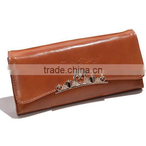 2014 latest oily leather women wallet, hand scratch purse, Korea design flower buckle ladies wallet,multi-function (BXYT006)