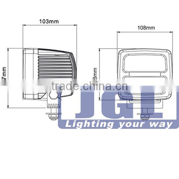LED Worklamp 108x103mm Square 40W Spot Beam Diecast aluminum housing CREE LED work light