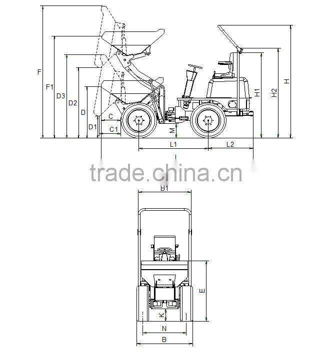 china direct supply 1ton garden mini dumper with low price